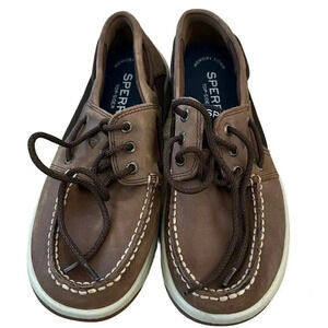 Sperry Top Sider Men's Brown Memory Foam Leather Lace Up Boat Shoes 8.5